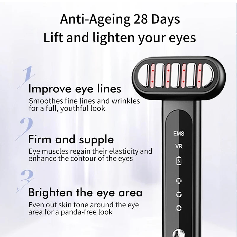 miitina Red Light Eye & Neck Massager Wand – EMS Anti-Wrinkle, Dark Circle & Skin Tightening Beauty Device