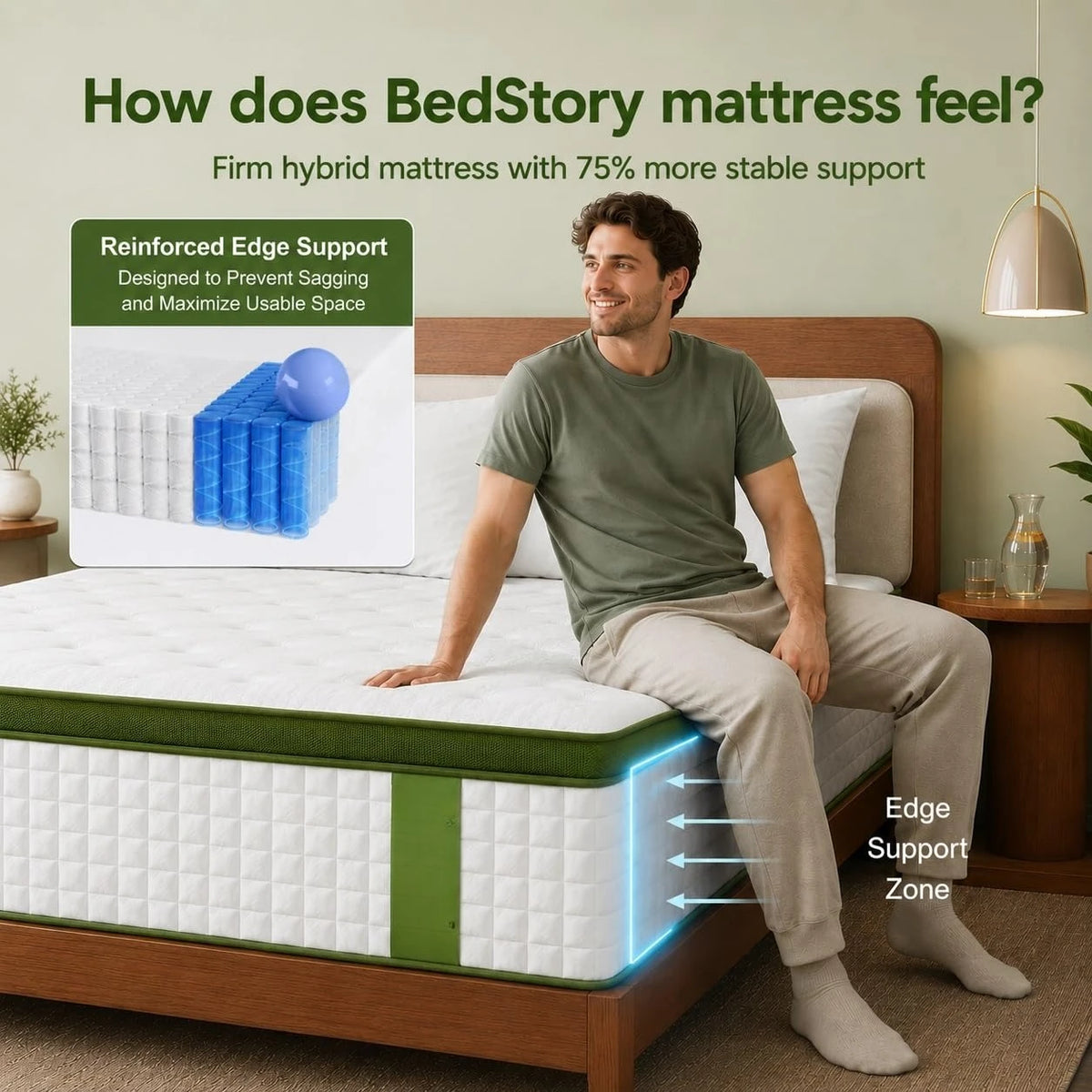 12 Inch Queen Hybrid Mattress – Firm, Zoned Lumbar Support, Cooling & Back Pain Relief, Boxed