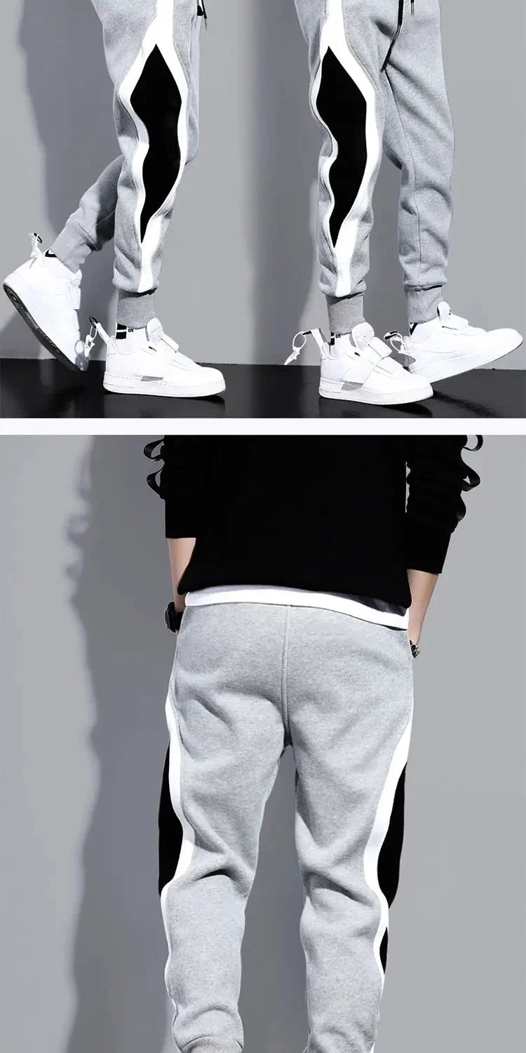Men's Wide Leg Patchwork Nine-Point Pants — Cropped Streetwear Trousers