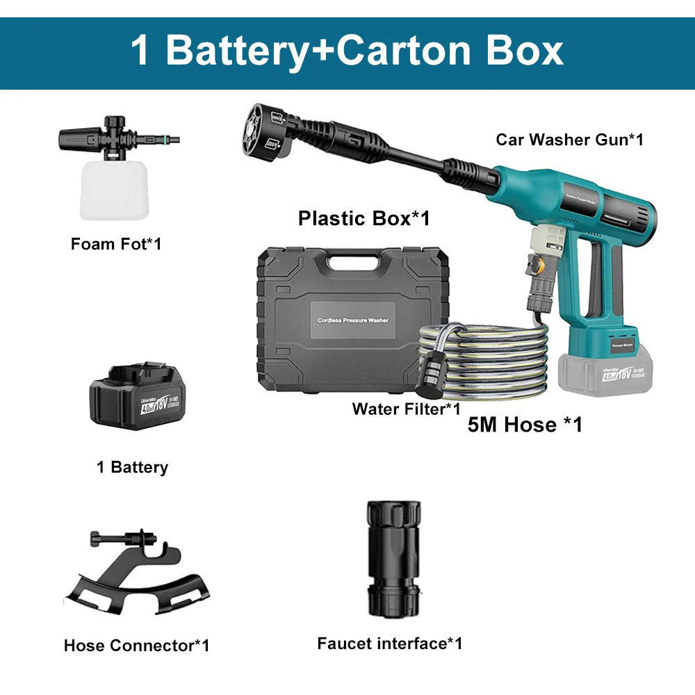 250 Bar Brushless Cordless Pressure Washer – 4 Gears, 6-in-1, Makita 18V Compatible
