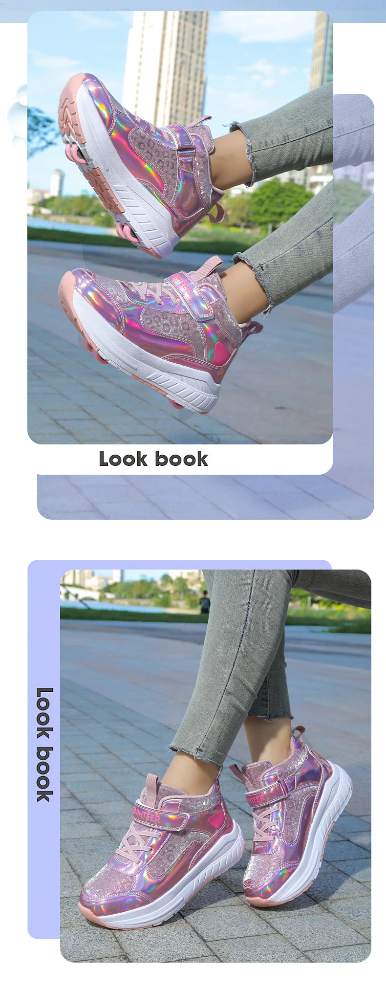 High-Top Children's Roller Skates for Girls – 4-Wheel Outdoor Wear-Resistant Sports Shoes