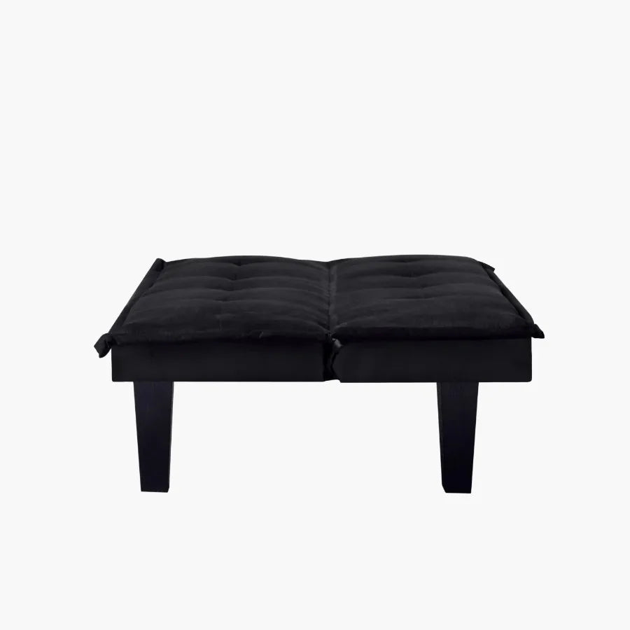 Gewnee 63.8" Futon Sofa Bed | Black Convertible Sleeper Couch, 3-Position Backrest, Faux Suede, Small Spaces