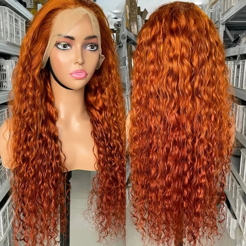Ginger Orange Deep Wave Lace Front Wig | 30–36 Inch 13x4 13x6 4x4 HD Lace Colored Human Hair Pre-Plucked