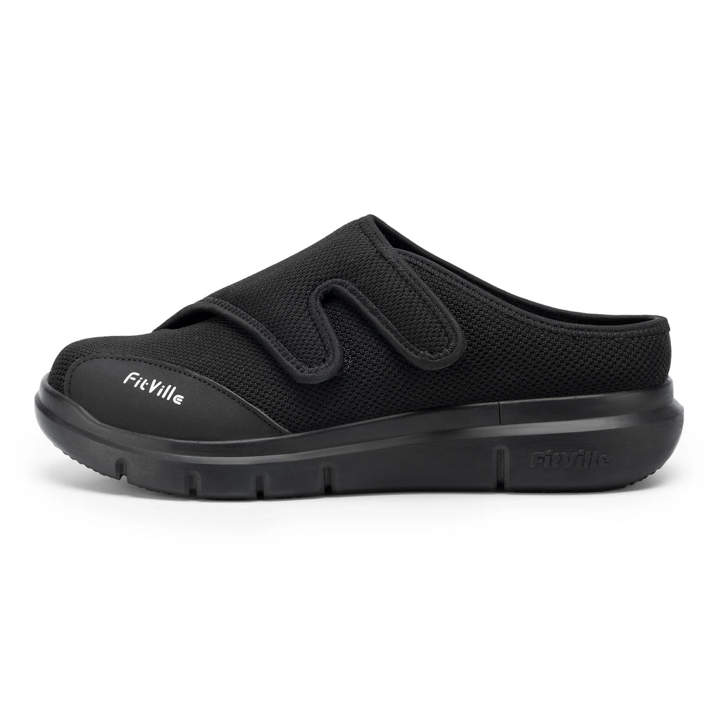 Men's Extra Wide Diabetic Half Slippers – Adjustable Lightweight for Swollen Feet & Plantar Fasciitis