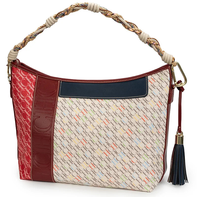 Splicing Design Dual-Purpose Shoulder Tote Bag — Large Capacity Women's Commuter Handbag