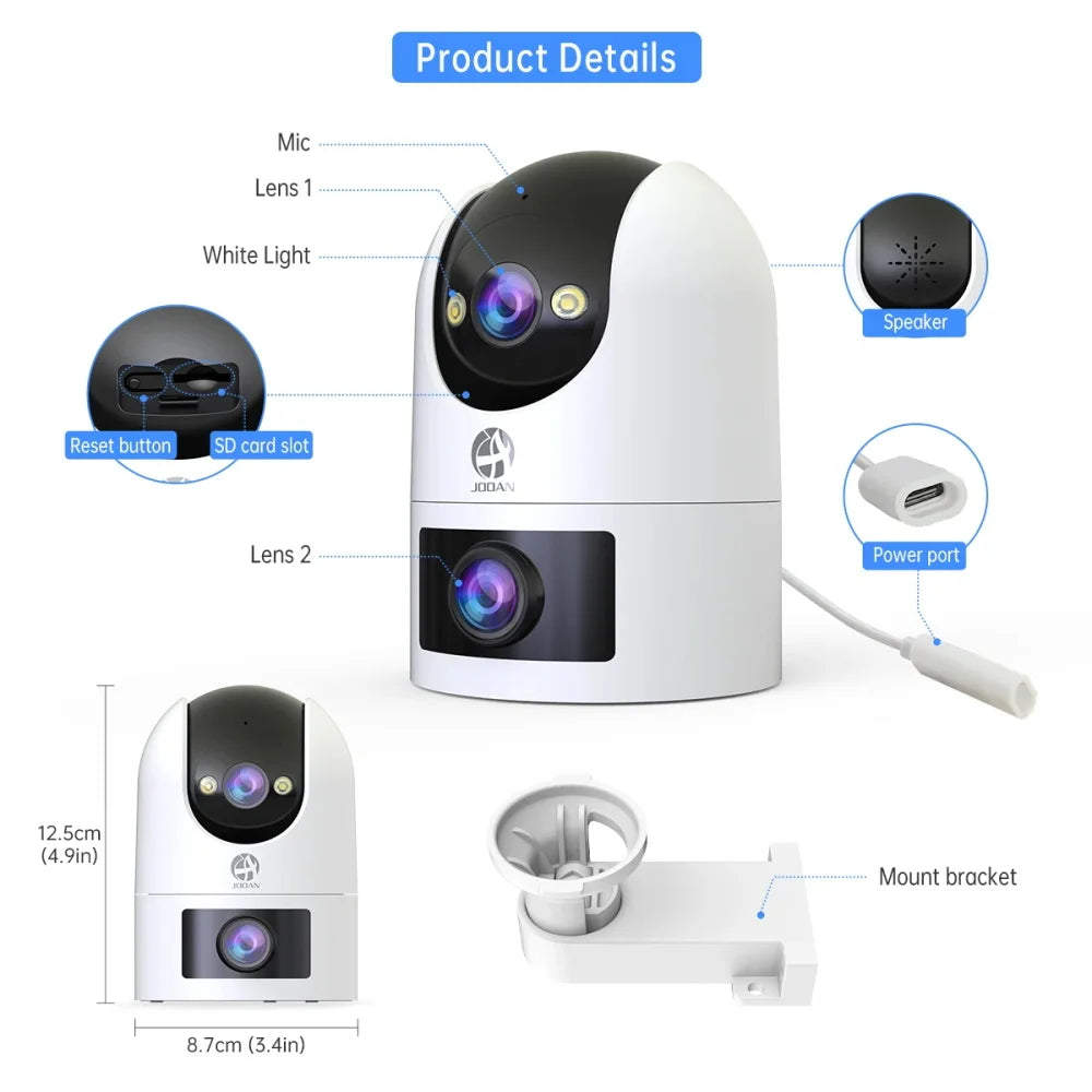 JOOAN Dual-Lens Wi-Fi Security Camera with Motion Alerts