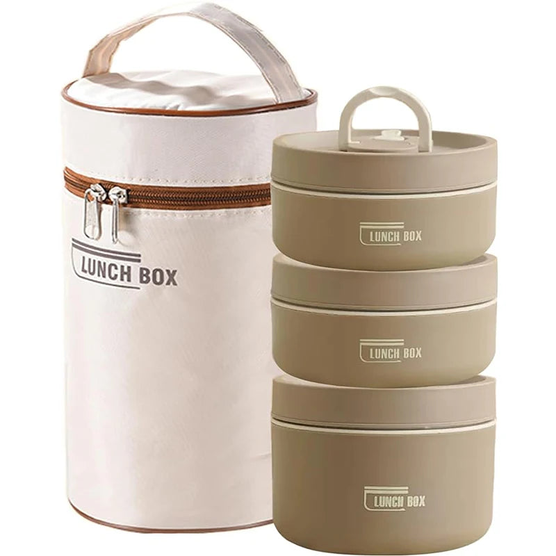 3-Tier Stackable Insulated Lunch Container Set – 304 SS Thermal Bento Box with Bag for Adults & Kids, Leakproof