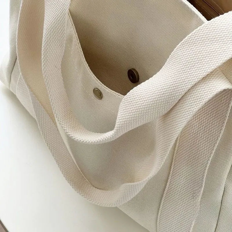 Large Capacity Canvas Tote Bag – College Style Work Commuter Shoulder Bag with Laptop Compartment for Women