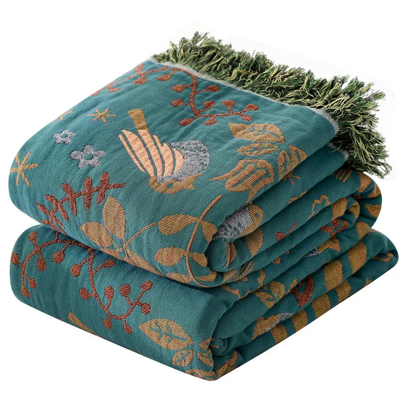 Boho Muslin Gauze Throw Blanket – Tassel Sofa Cover & Bedspread for Home, Adults & Kids