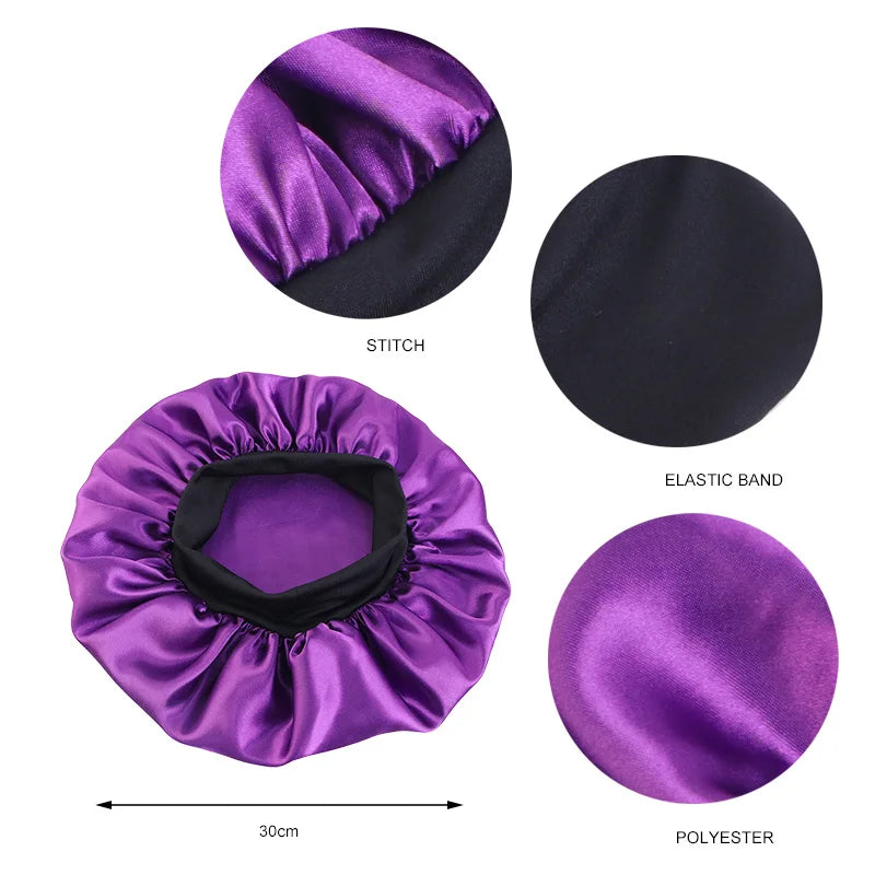 Satin Sleep Bonnet — Wide-Brim Hair Care Cap