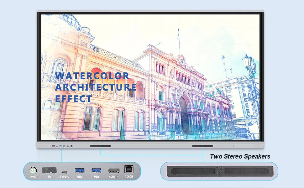 TouchWo 4K Interactive Whiteboard Smart Board – 65"/75"/86", 20-Point Touch, Android/Win i3/i5/i7, On Wheel