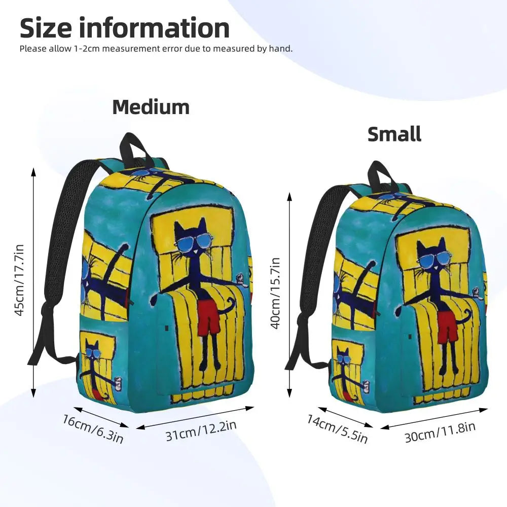 Pete the Cat Canvas Backpack – Cartoon Laptop Daypack for School & Travel
