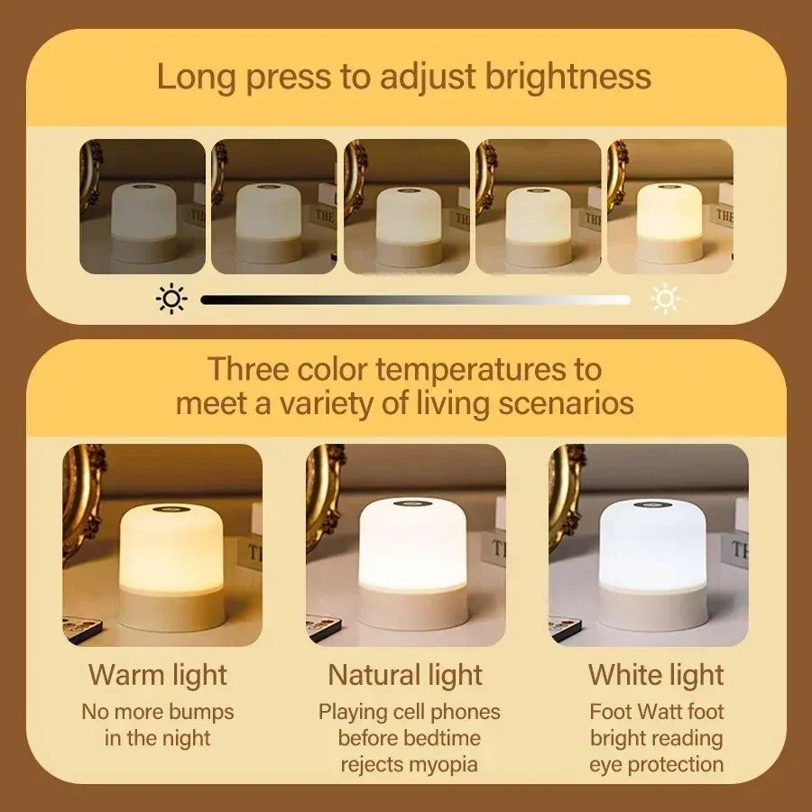RGB Touch Night Light – Rechargeable Dimmable Table Lamp with Remote for Bedroom & Living Room