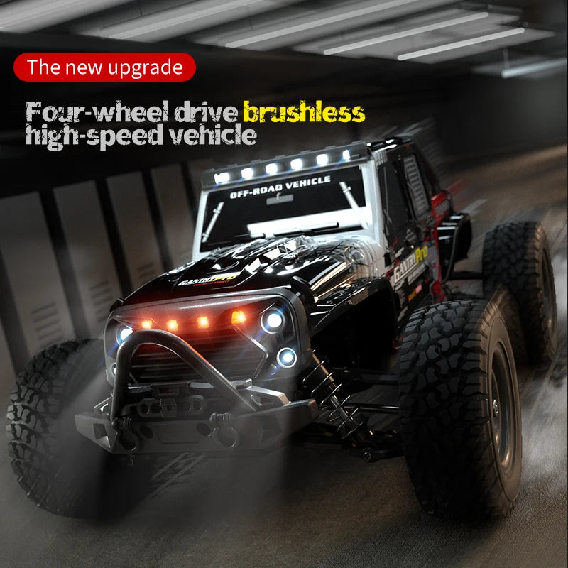 16103 PRO 1:16 Scale 4WD Brushless RC Car – 70KM/H Off-Road Climbing Truck with LED Lights