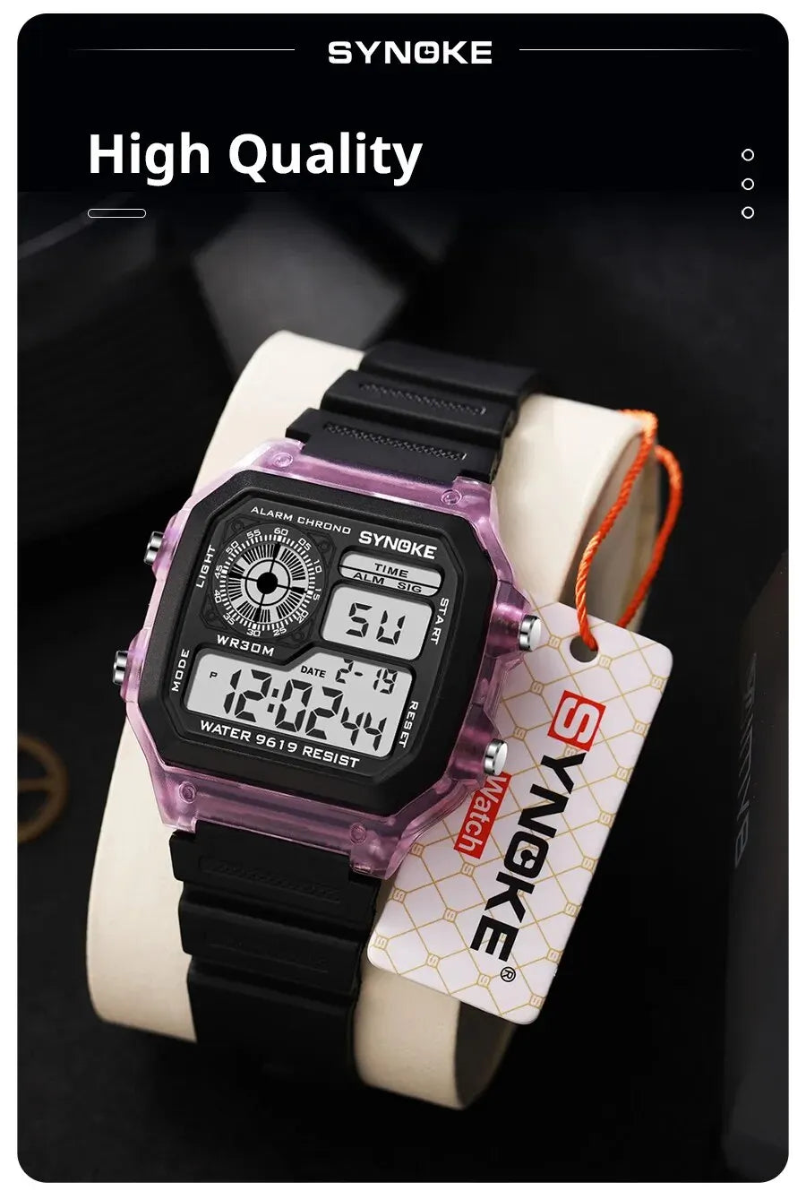 SYNOKE Digital Sport Watch | Luminous Multifunction Waterproof Seven Color LED Wristwatch