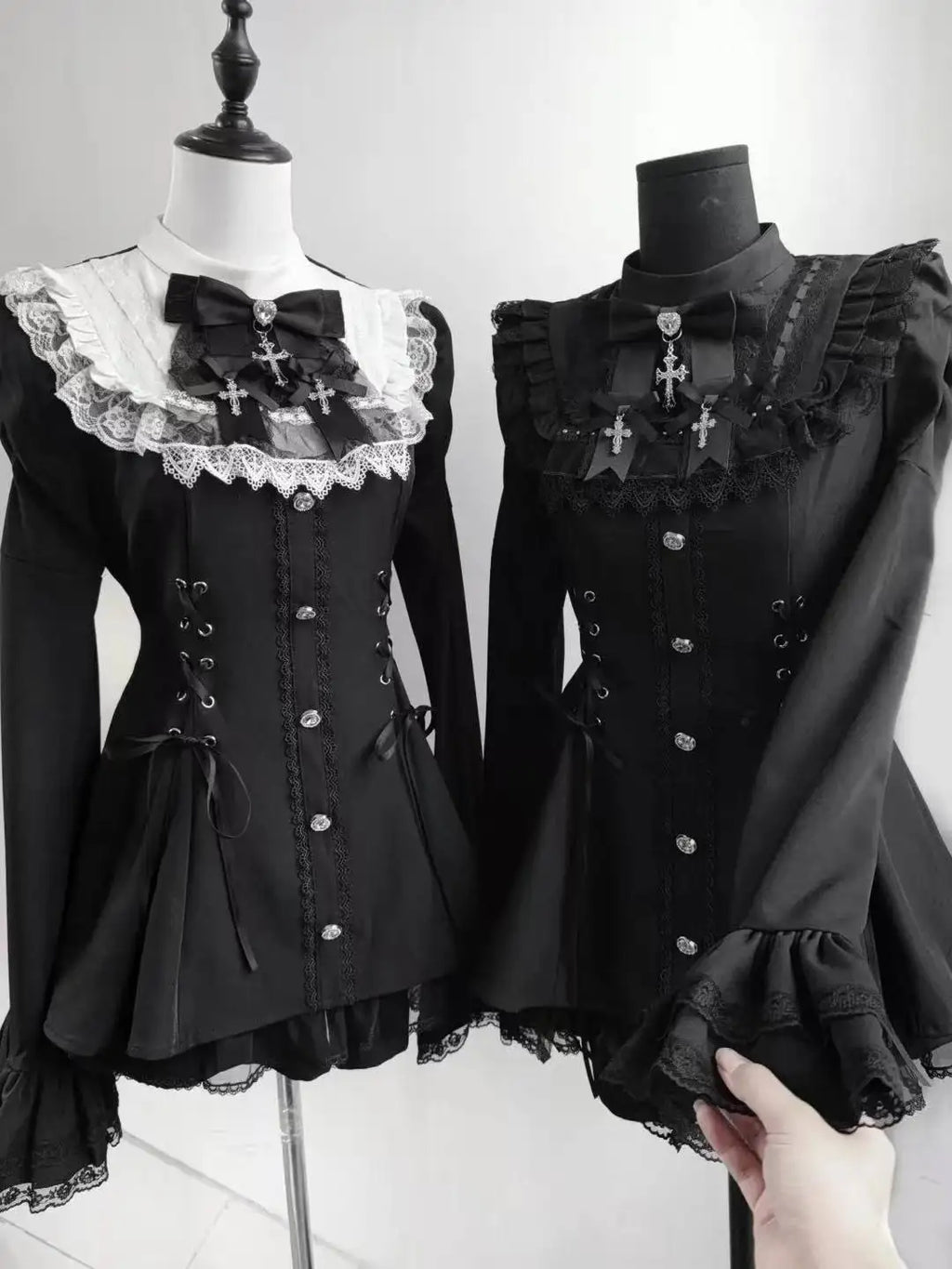 Japanese Gothic Lolita Mini Dress — Harajuku Y2K Bow Lace Ruffle Party Dress