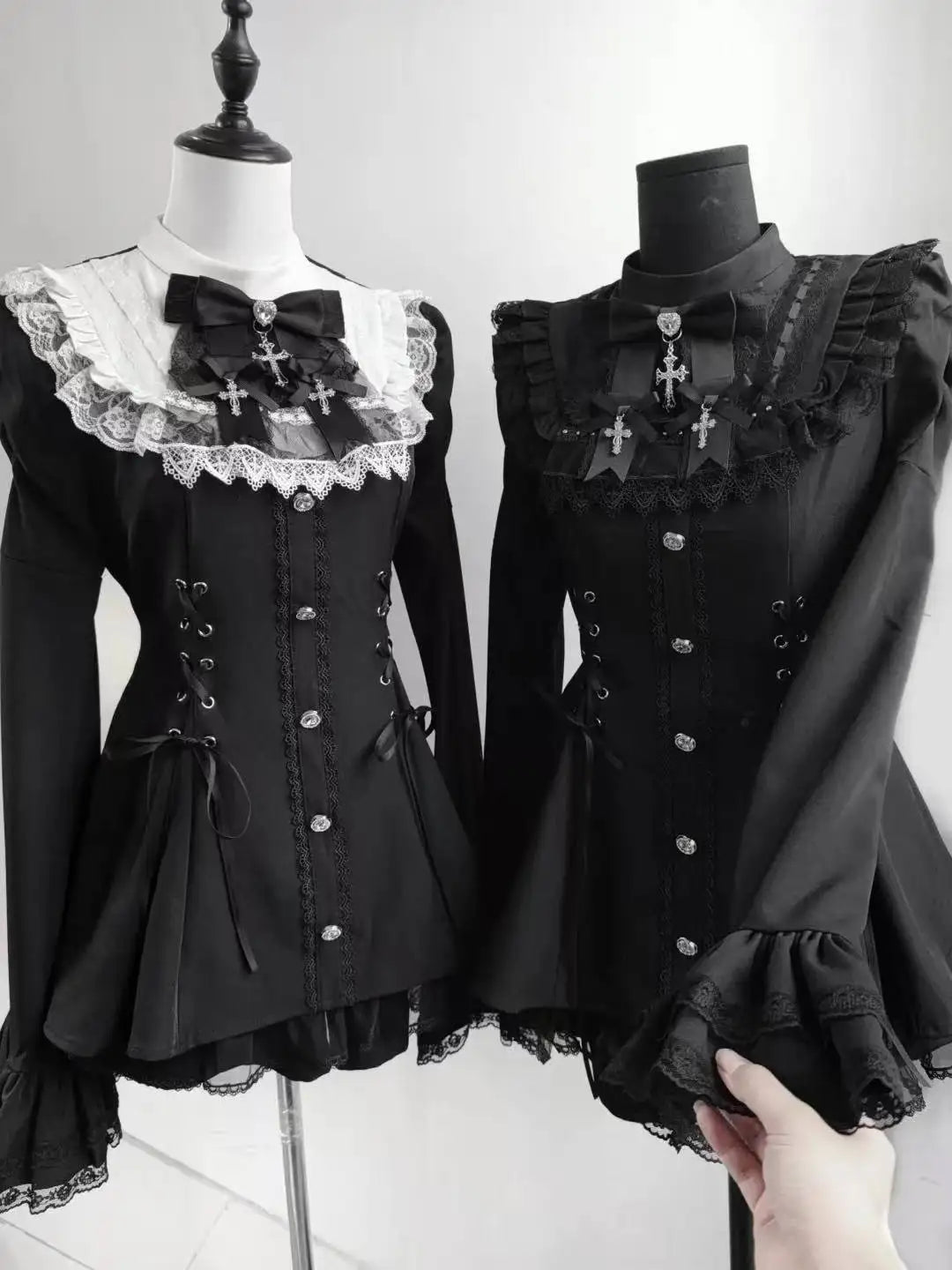 Japanese Gothic Lolita Mini Dress — Harajuku Y2K Bow Lace Ruffle Party Dress