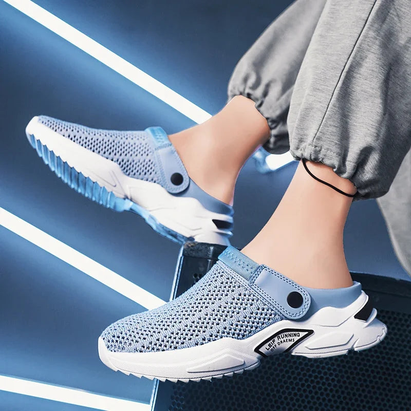 Men's Orthopedic Mesh Sandal Slippers – Hollow Out Breathable Diabetic Walking Shoes with Arch Support