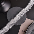 White Lace Ribbon Bow Trim — Embroidered Edge for Dresses, Bridal & DIY Crafts