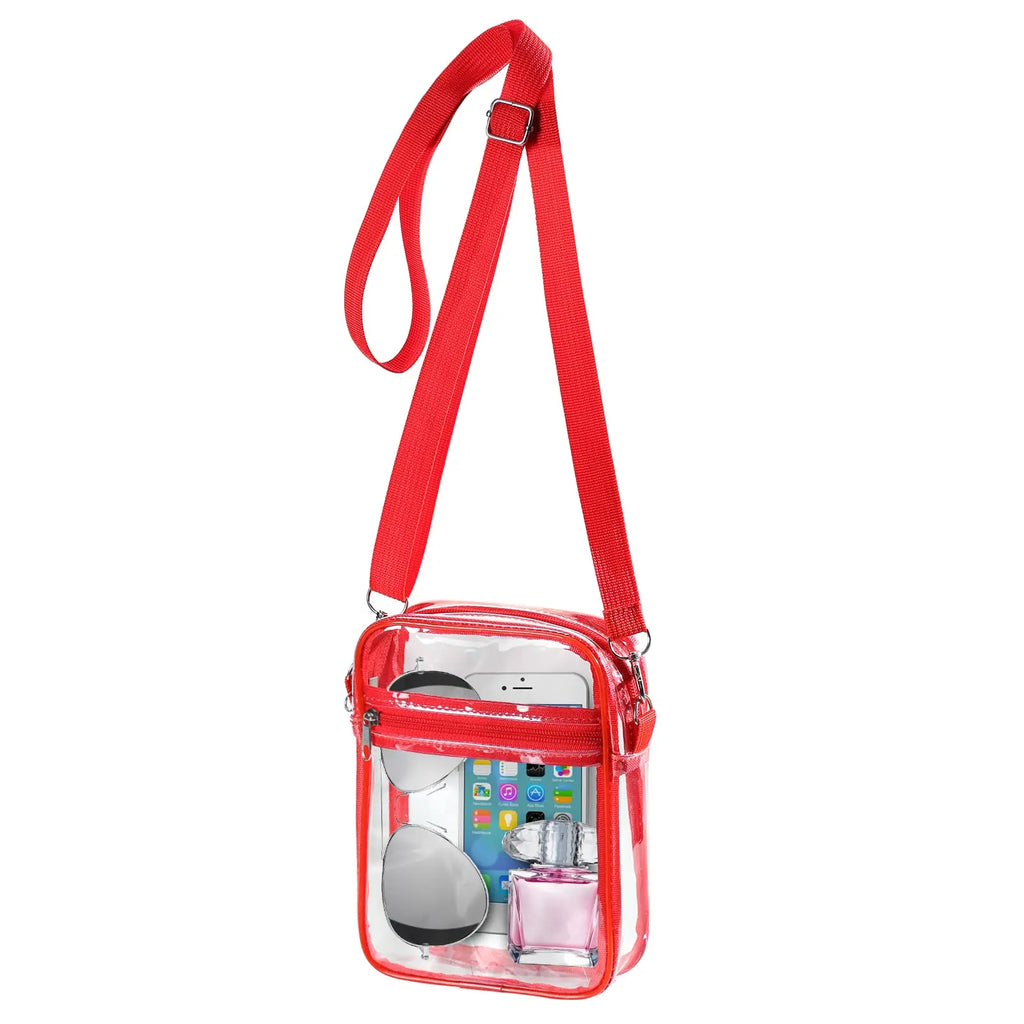 Women's Clear Stadium Crossbody Bag – PVC Transparent Shoulder Purse with Front Pocket