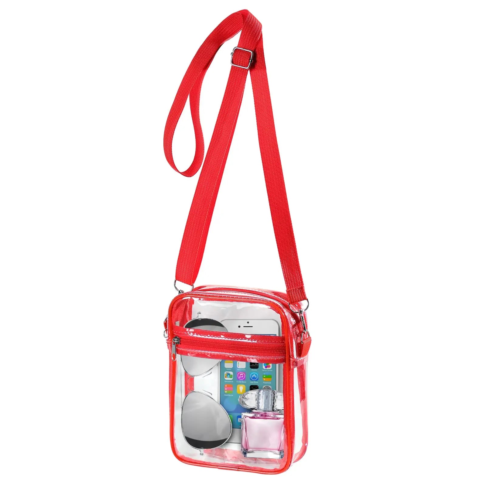 Women's Clear Stadium Crossbody Bag – PVC Transparent Shoulder Purse with Front Pocket