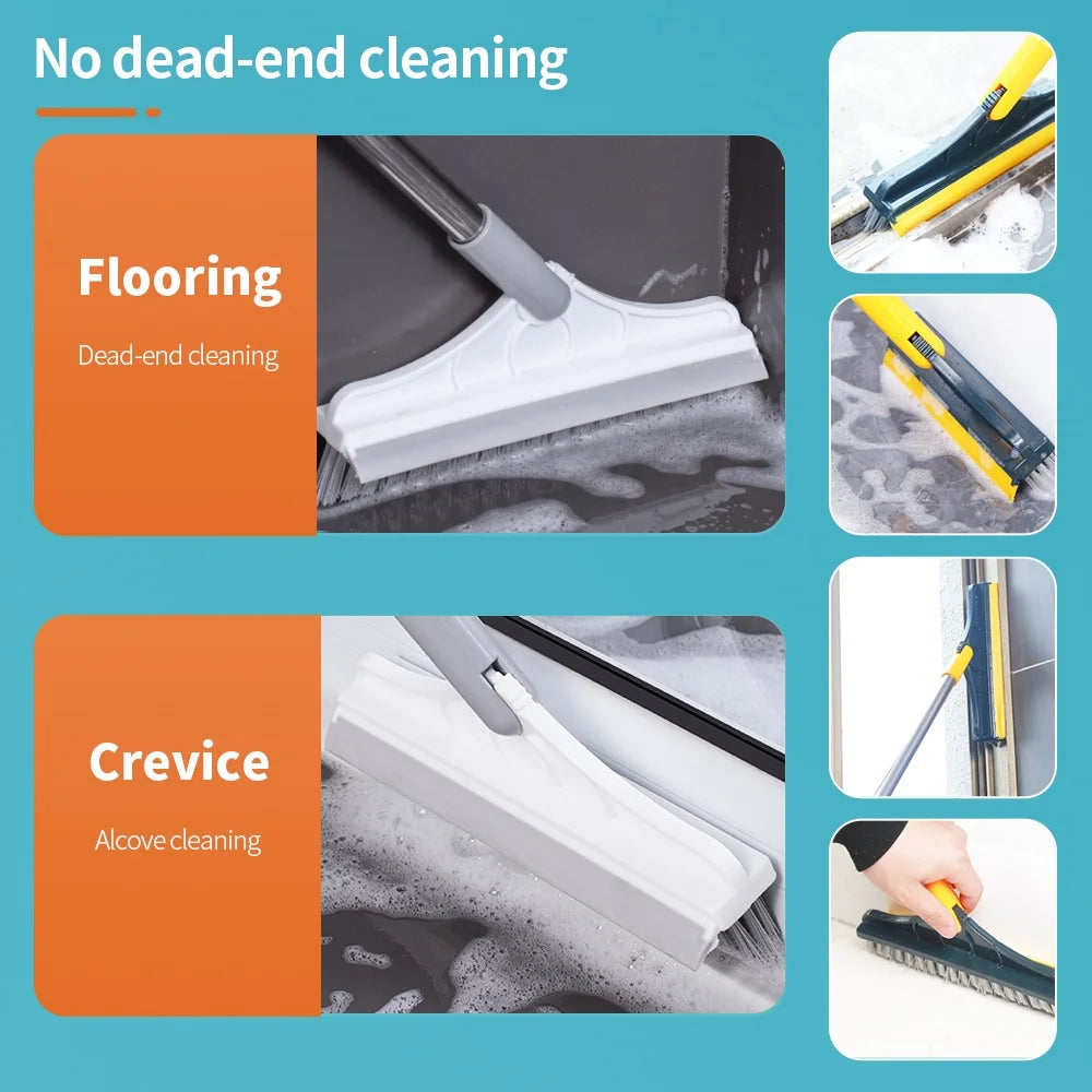 3-in-1 Bathroom Cleaning Brush – Long Handle Rotating Floor, Crevice & Tile Scrub Brush Set