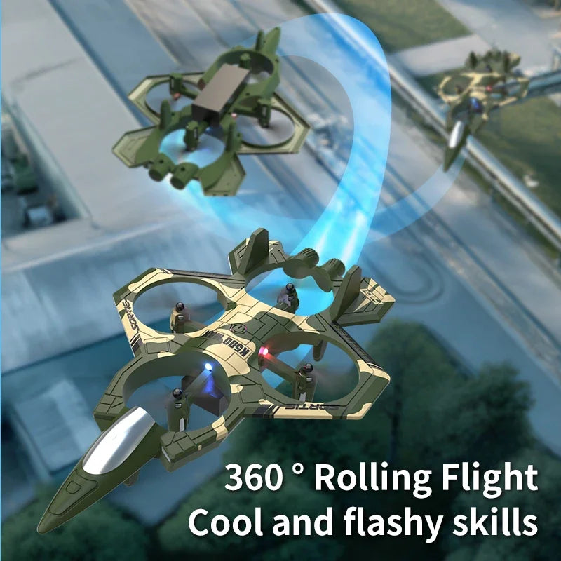 K500 MAX RC Fighter Plane Stunt Glider – 2.4G 360° Roll EPP Foam Airplane with LED for Kids & Beginners