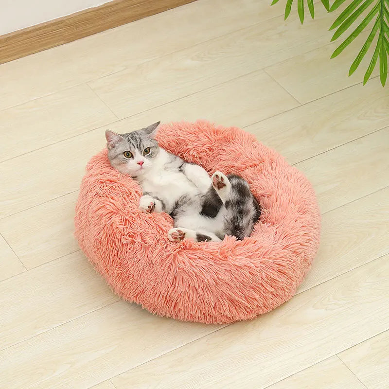 Soft Long Plush Dog Bed – Warm Basket Cushion for Small & Medium Dogs and Cats