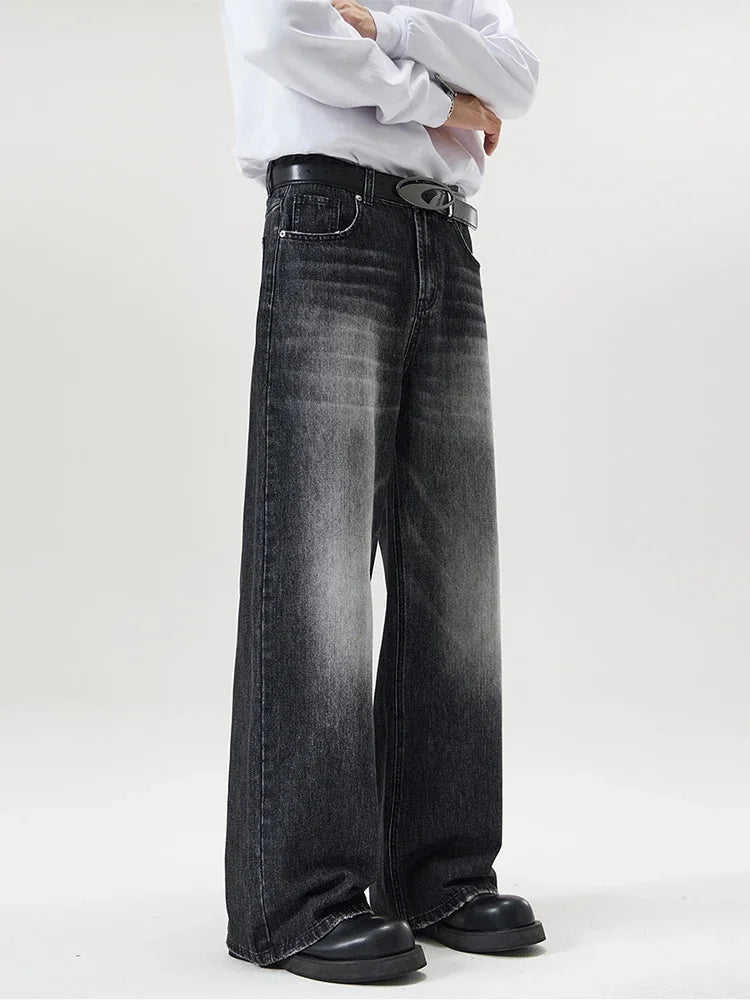 Men's Distressed Baggy Straight Jeans — Vintage Korean High Street Denim Pants