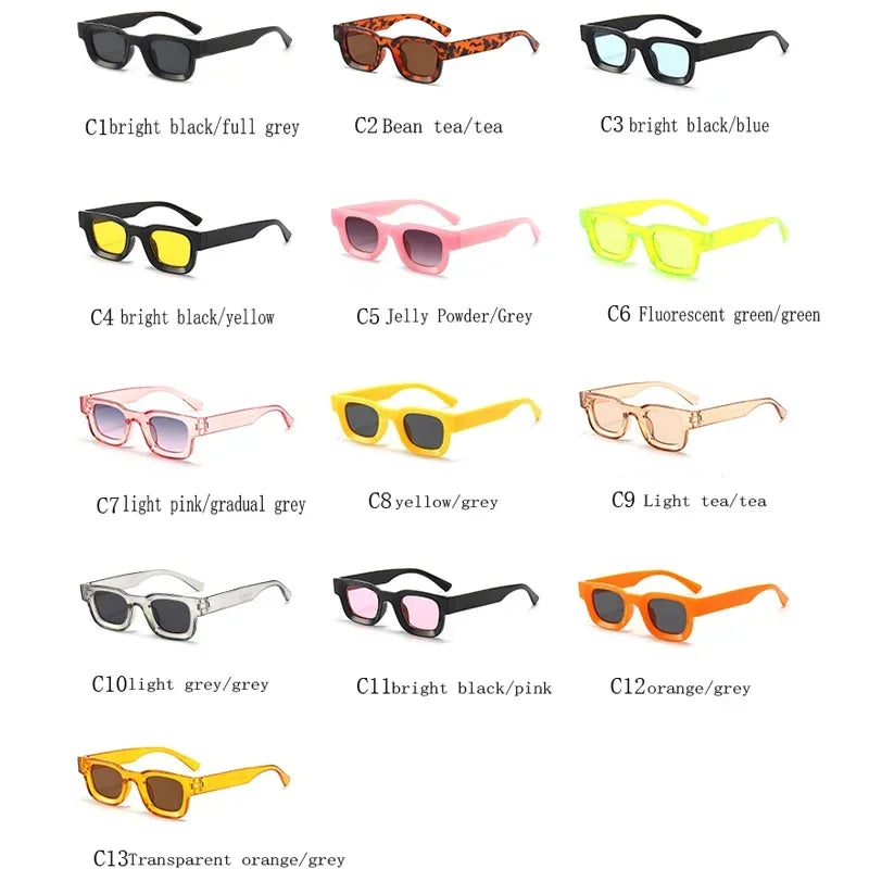 Small Rectangle Thick Frame Sunglasses | UV400 Unisex Square Shades for Men & Women