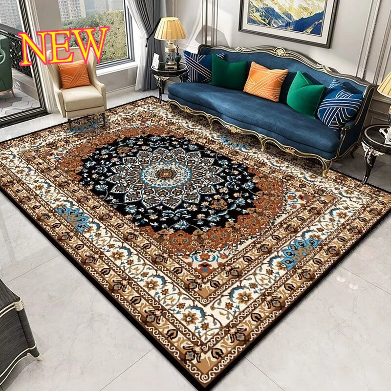 Persian Style Large Area Carpet – Retro Non-Slip Washable Rug for Living Room & Bedroom