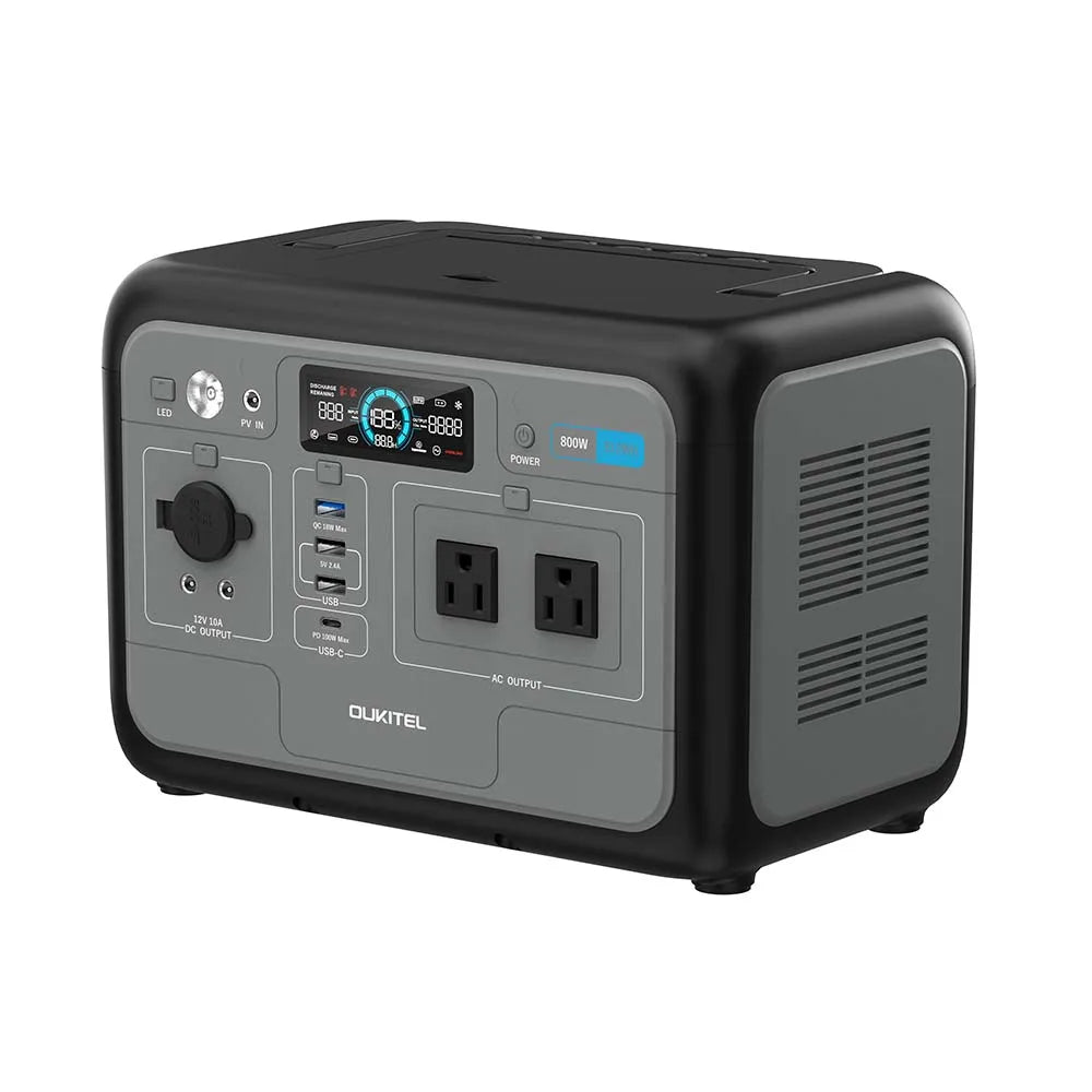 OUKITEL P800E Portable Power Station — 800W 512Wh LiFePO4 Solar Generator for Home Backup & Camping