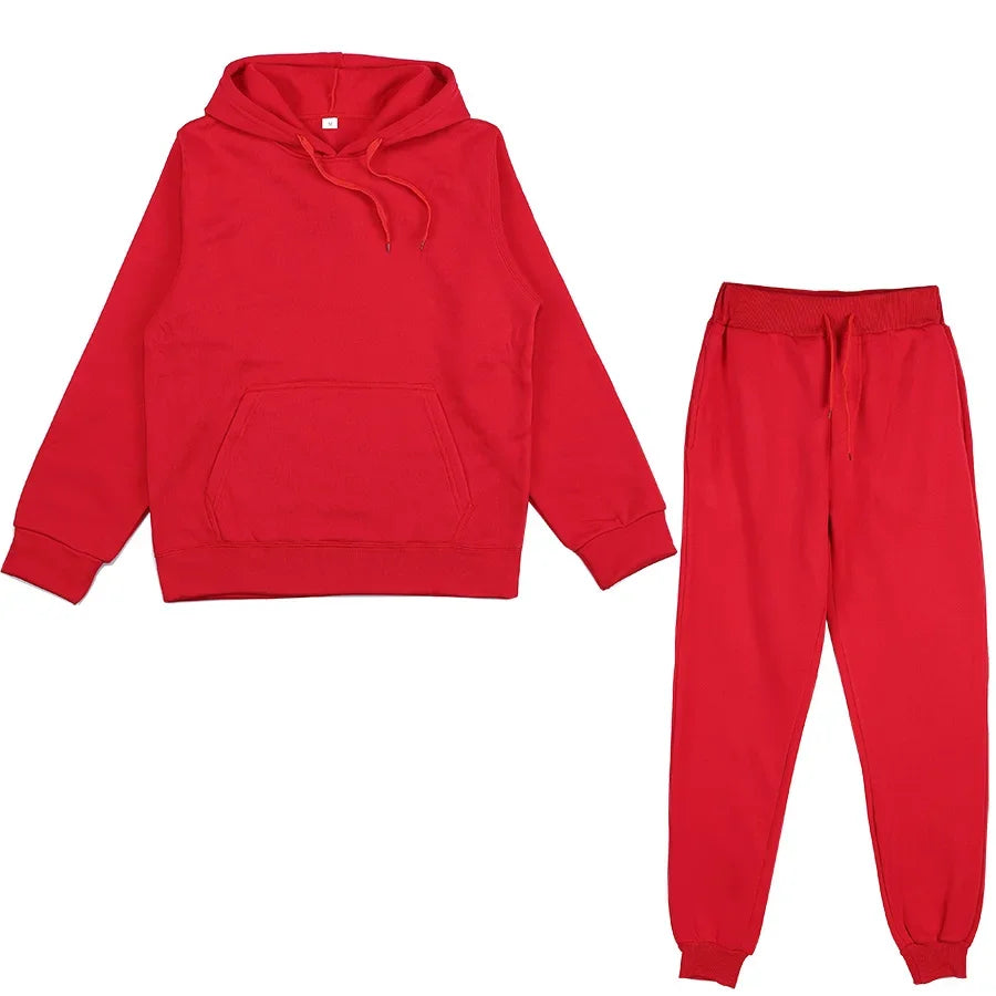 Men's Solid Color Hoodie & Pants Set – Casual Sport Tracksuit for Autumn Winter (S–3XL)