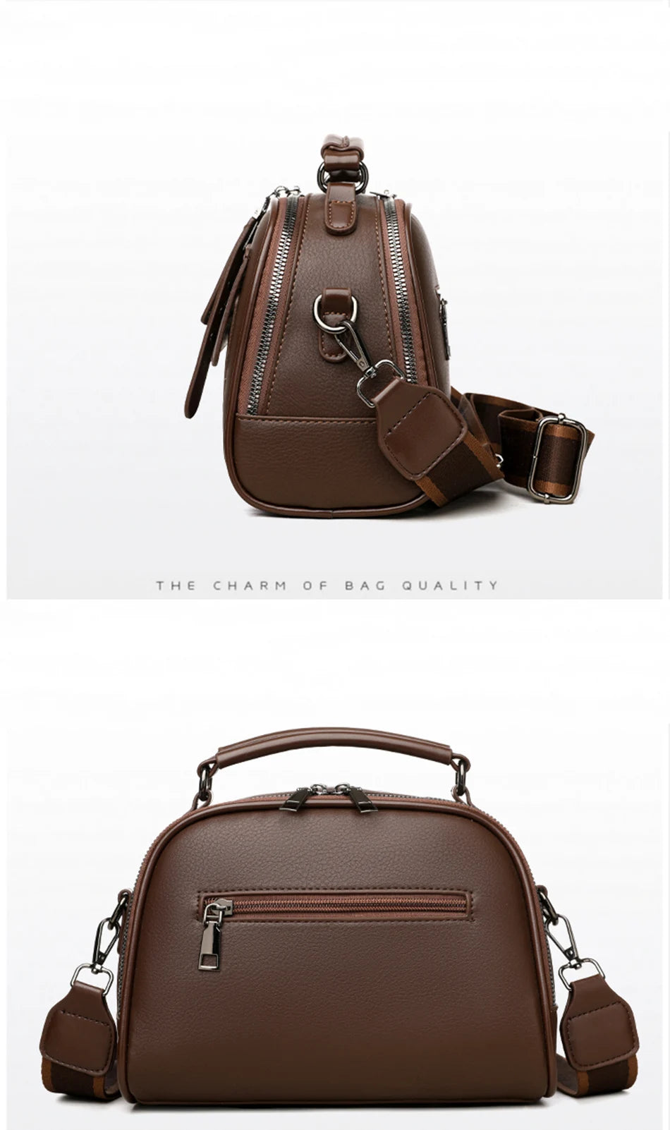 3-Layer Soft PU Leather Crossbody Shoulder Tote – Large Capacity Designer Messenger Bag for Women