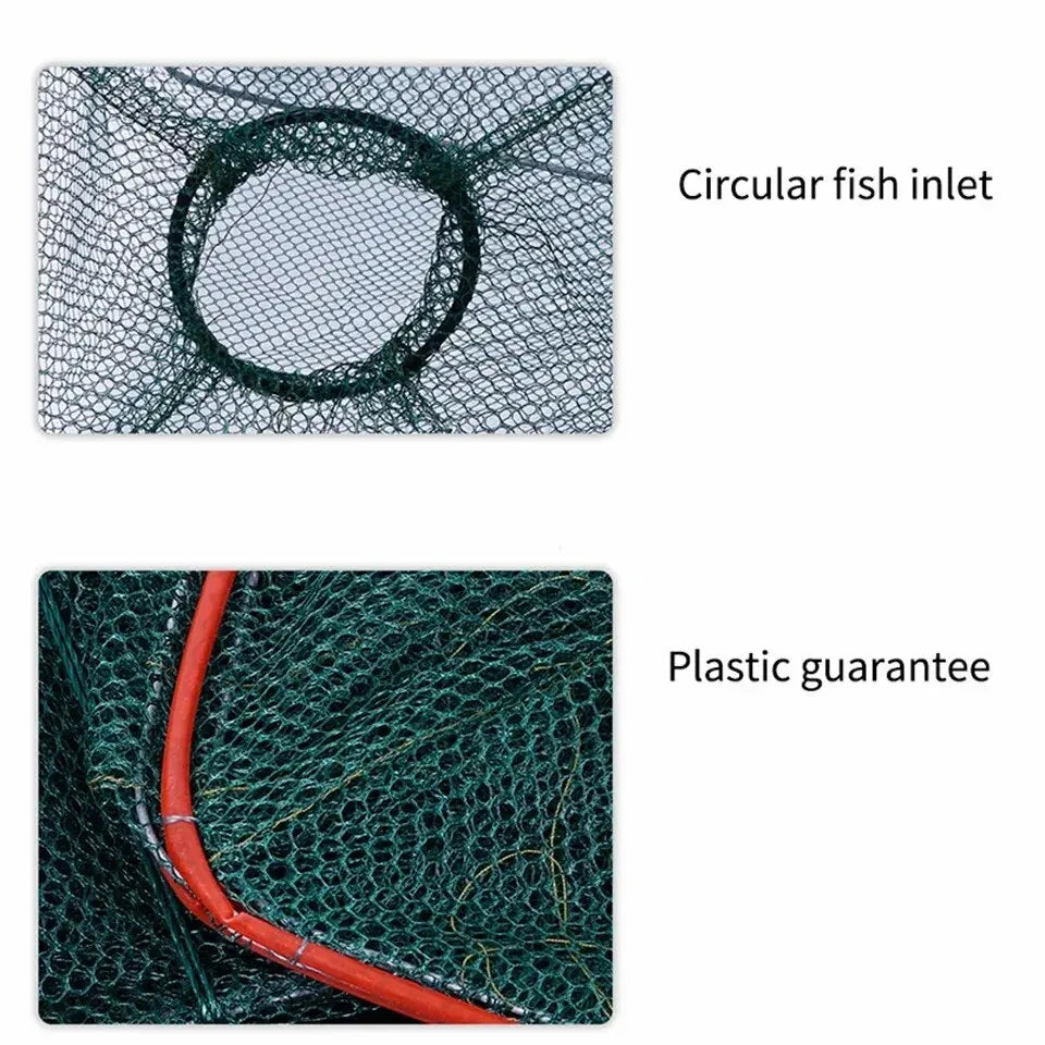 Collapsible Cast Net Fish Cage — Nylon Mesh Trap for Crab, Shrimp & Crayfish