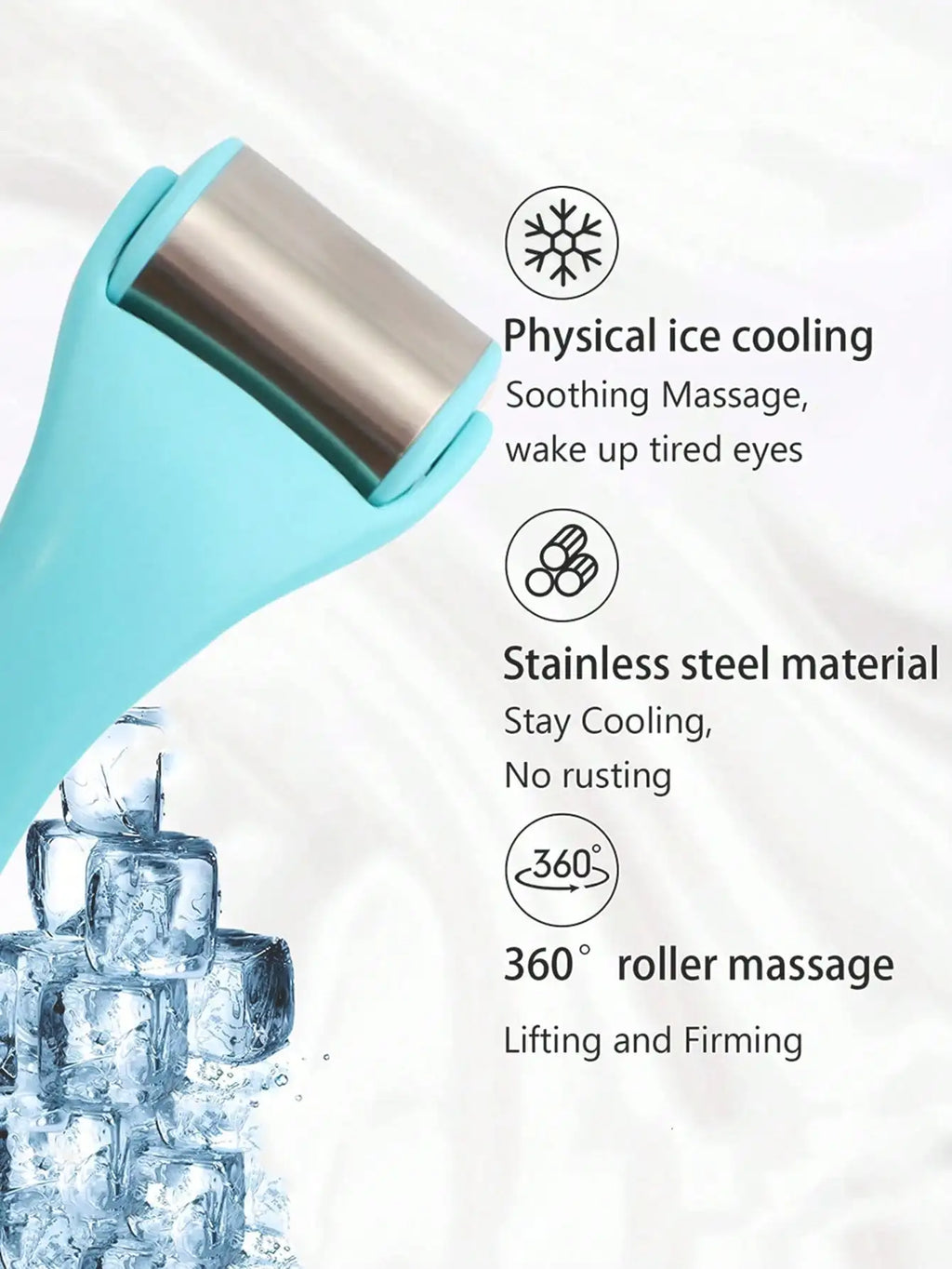 Ice Roller Face Massager – Skin Tightening, Firming & Puffiness Relief Tool with 50 Ice Beads