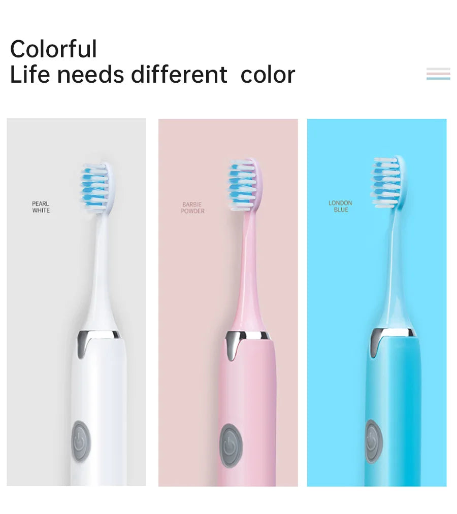 Tongwode Sonic Electric Toothbrush – IPX7 Waterproof, Soft Bristle, 3 Modes, Replaceable Heads