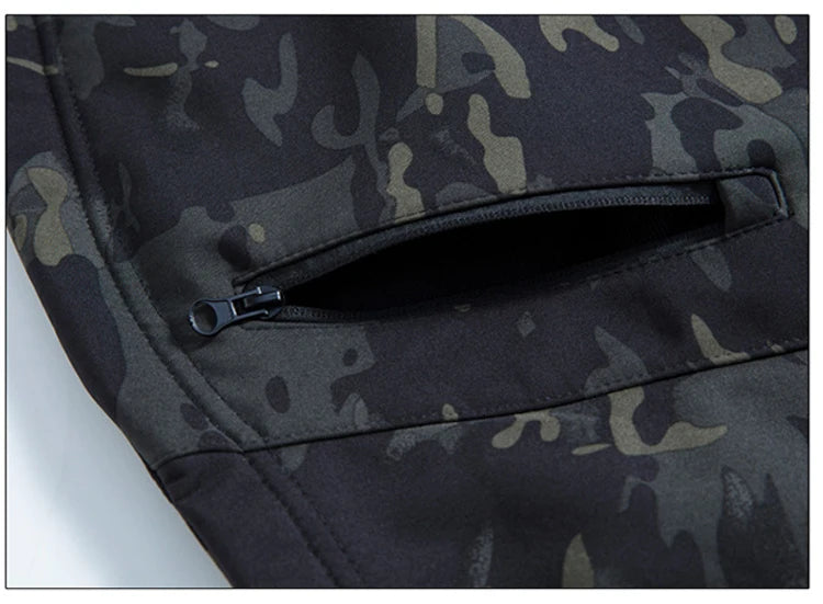 Men's Soft Shell Tactical Fleece Hooded Jacket