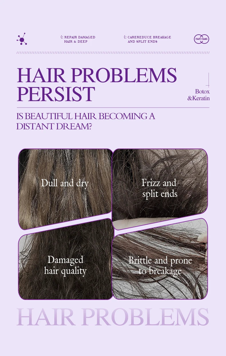 Keratin Hair Mask Magical 5 Second Repair Damage Frizzy Soft Smooth Shiny Hair Deep Moisturize Hair Treat Repair Hair Care Mask