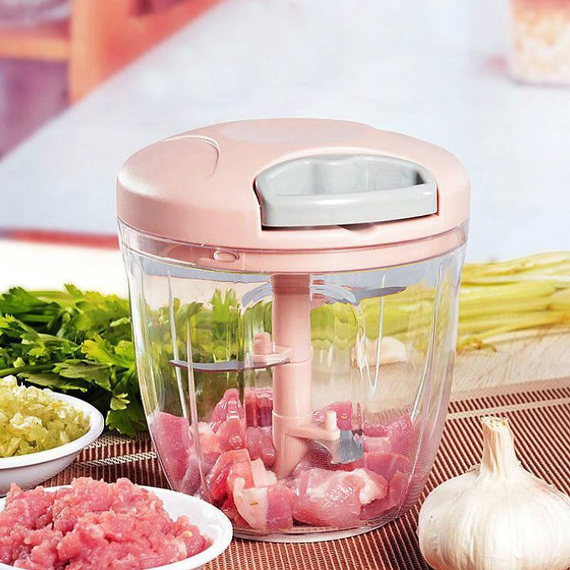 Manual Hand Chopper — 500/900ml Rope Pull Food Processor for Garlic, Onion & Salad
