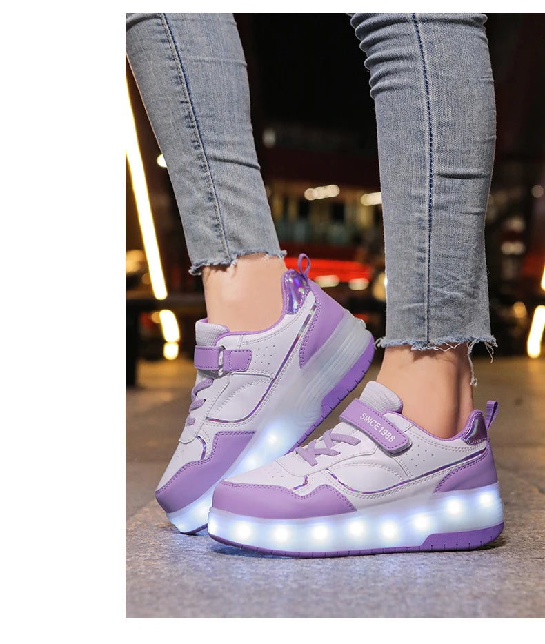 Children's LED Light Roller Skates – Multi-Functional Detachable Wheel Shoes, Size 29-41 for Students