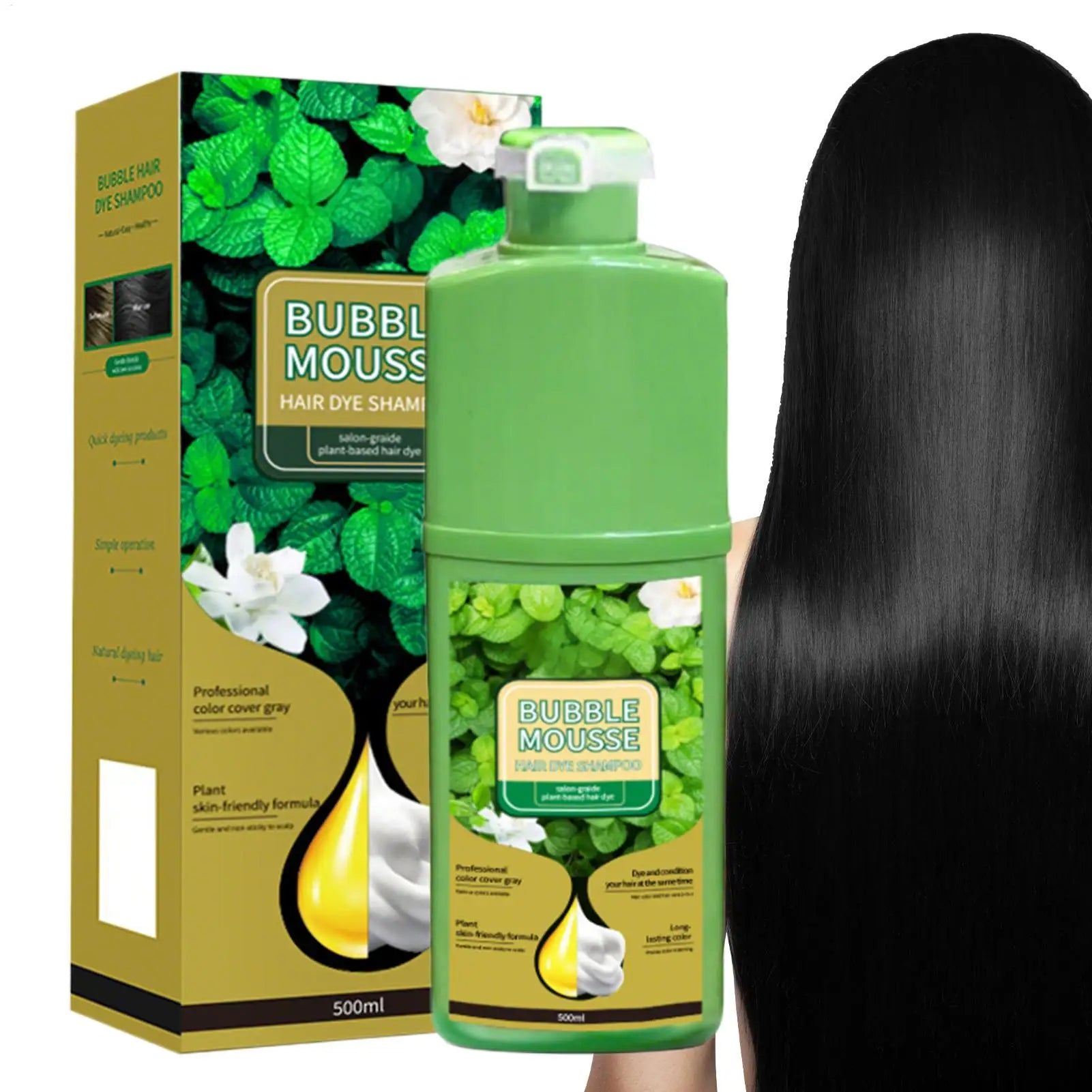 Natural Plant Herbal Hair Dye Shampoo 5 Minutes Change Hair Color Non-irritating Repairs Gray White Hair Care Products Women Men