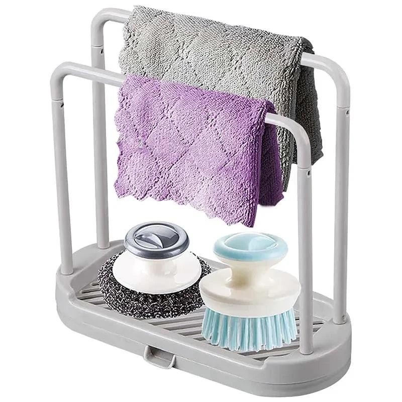 Kitchen Sink Drain Storage Basket — 2-Piece Sponge & Rag Drainage Shelf Organizer