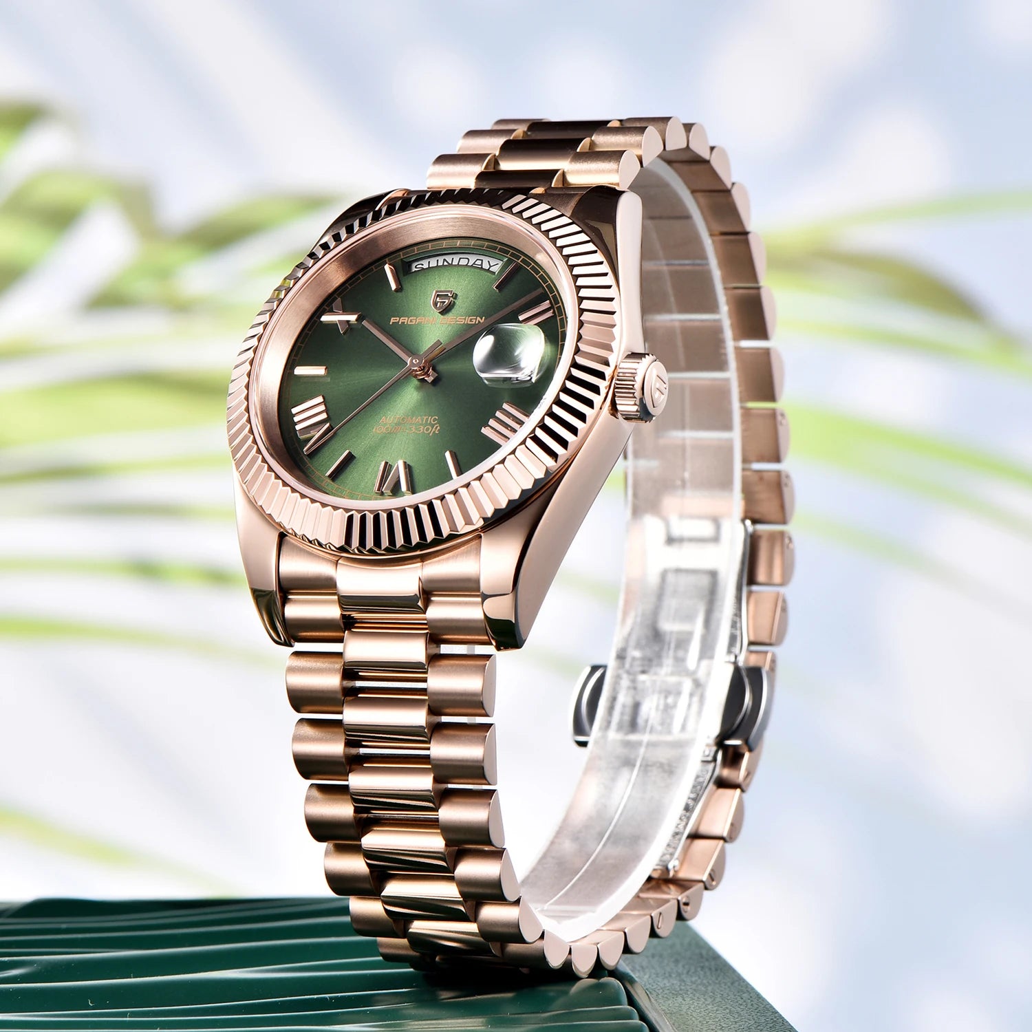 PAGANI DESIGN DD36 Men's Automatic Watch | Rose Gold Luxury Mechanical Sapphire Mirror Wristwatch