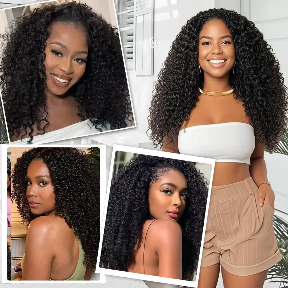 16 Inch Curly Half Wig | 3-in-1 Seamless Flip-Over Water Wave Drawstring Human Hair 200 Density