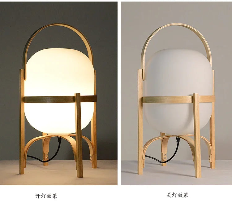Wood Frame Globe Lamp – Sculptural Accent Light