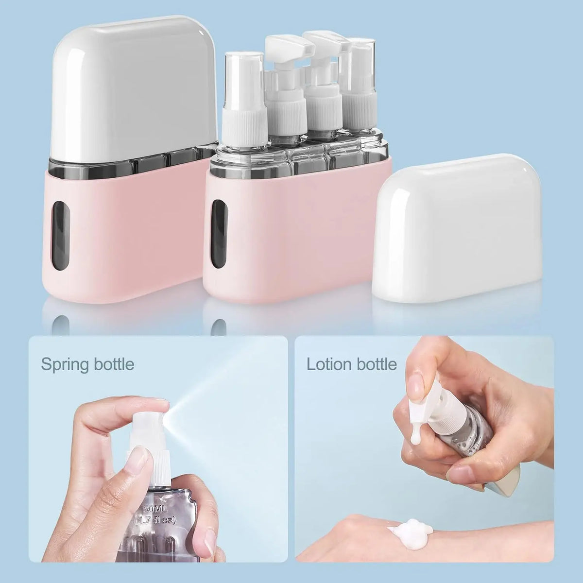 4-in-1 TSA-Approved Leak-Proof Refillable Travel Toiletry Bottles Kit – Airplane Carry-On Accessories