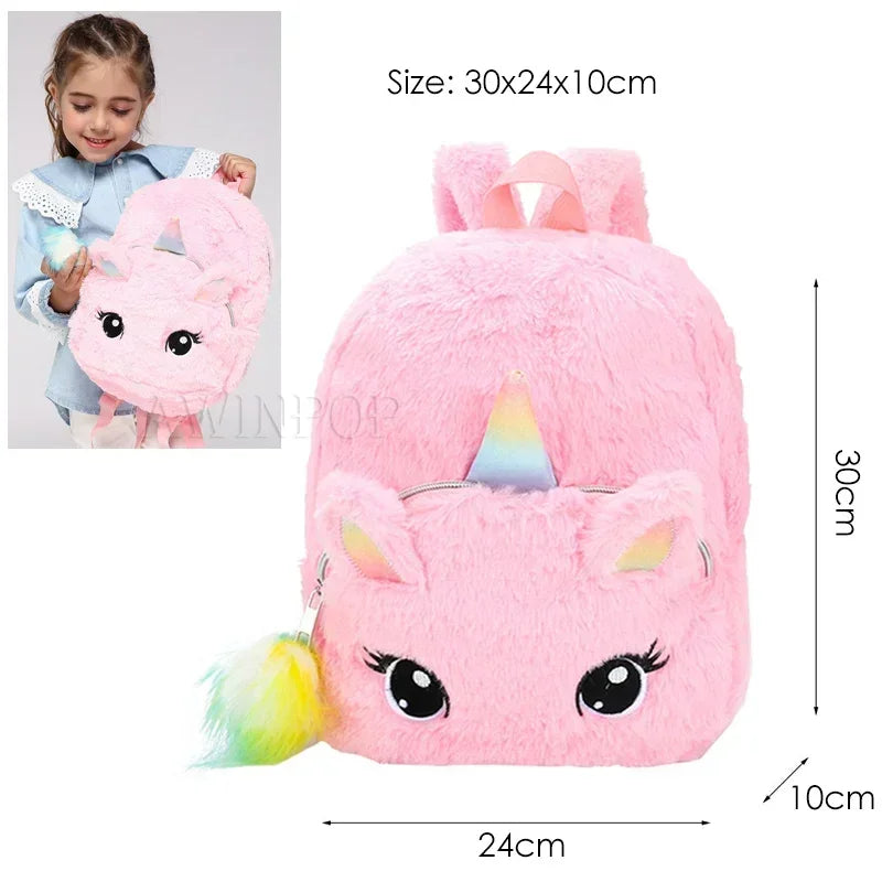 Unicorn Backpack – Girls Plush School Bag