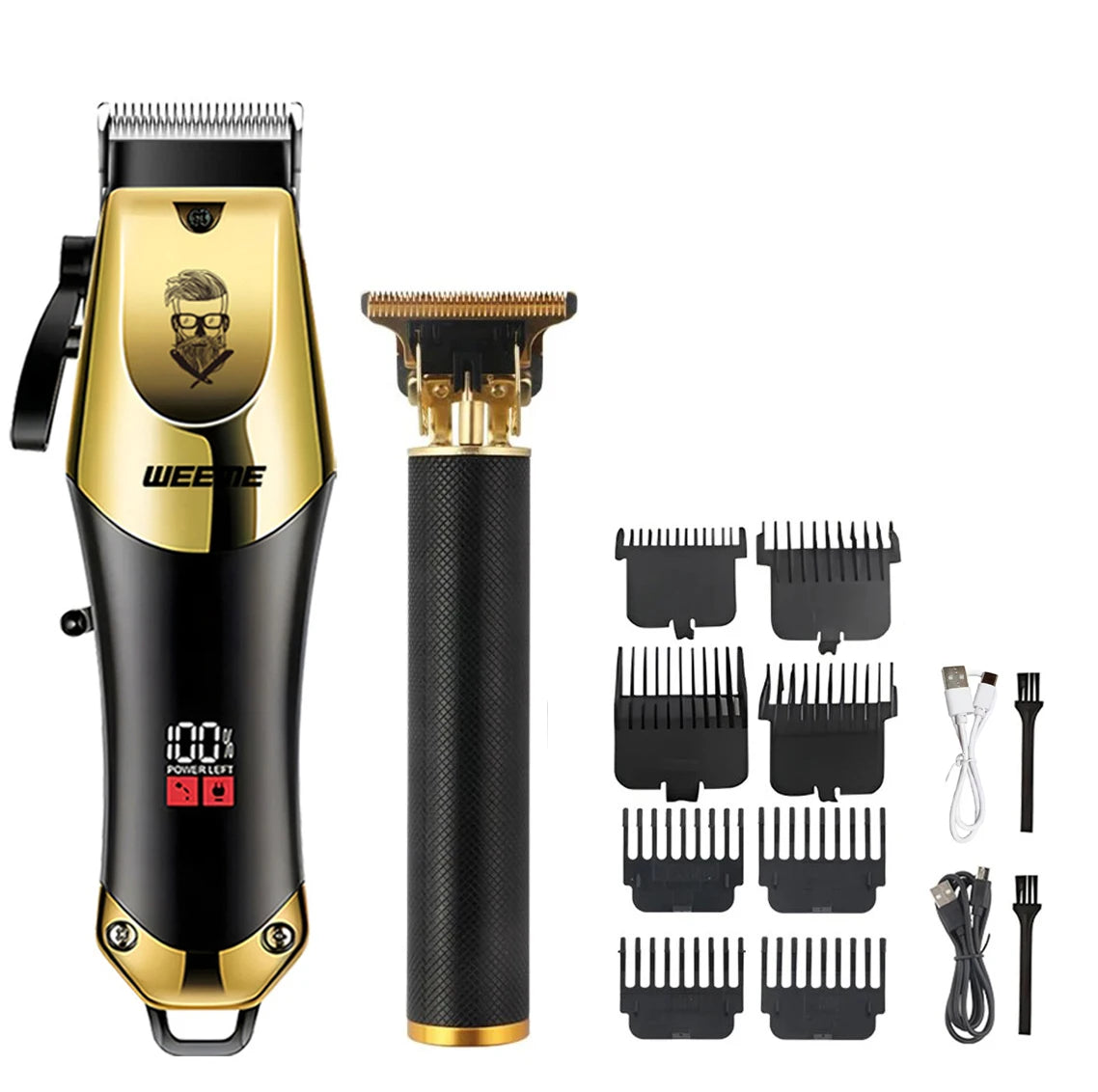 T9 Vintage Men's Electric Hair Clipper & Beard Trimmer – Rechargeable, Wet/Dry, Nose Trimmer Kit
