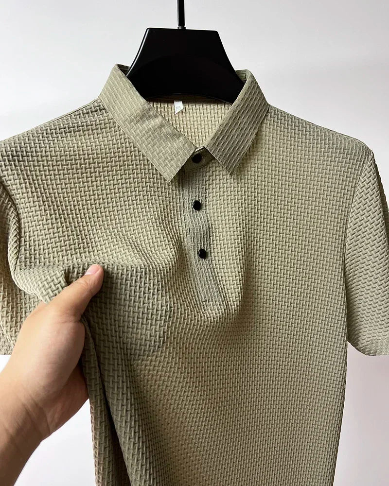 Men's Ice Silk Breathable Polo Shirt — Business Casual Short Sleeve Summer Top